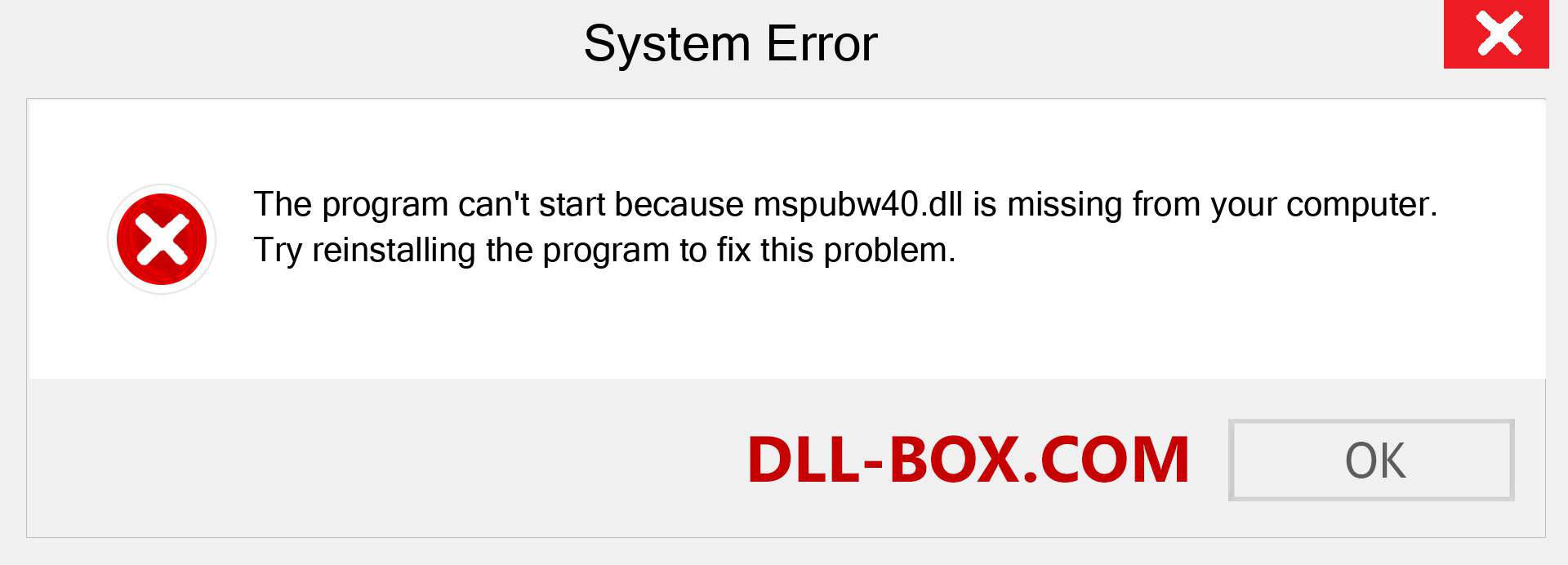  mspubw40.dll file is missing?. Download for Windows 7, 8, 10 - Fix  mspubw40 dll Missing Error on Windows, photos, images